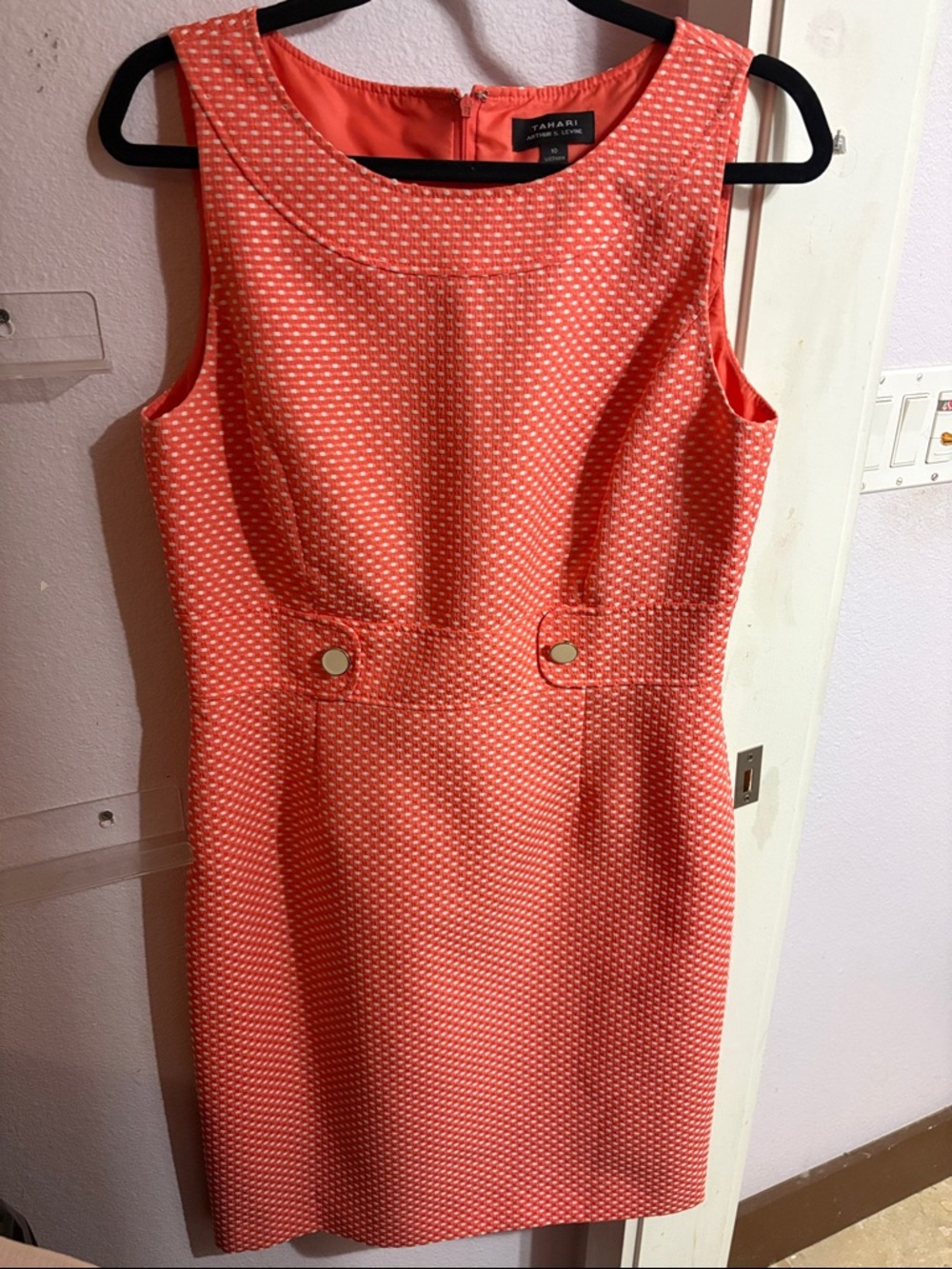 Tahari Coral-Patterned Sleeveless Sheath Dress